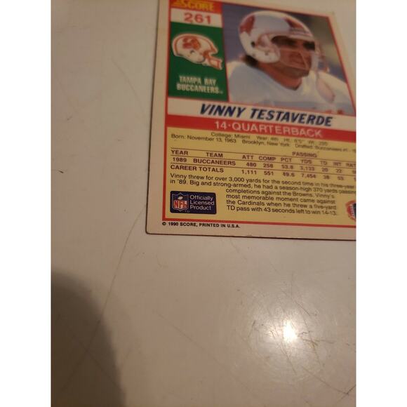 Vinny Testaverde 1990 Score #261 - Tampa Bay Buccaneers - NFL - Picture 6 of 6